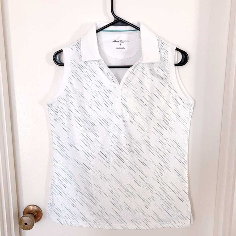 Tommy Armour Sleeveless Golf Polo Shirt White Blue
